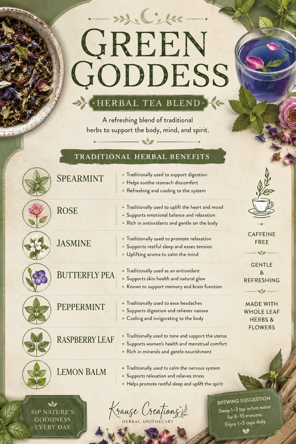 Herbal Tea Blend - Garden Goddess - Loose Leaf Tea | 1oz