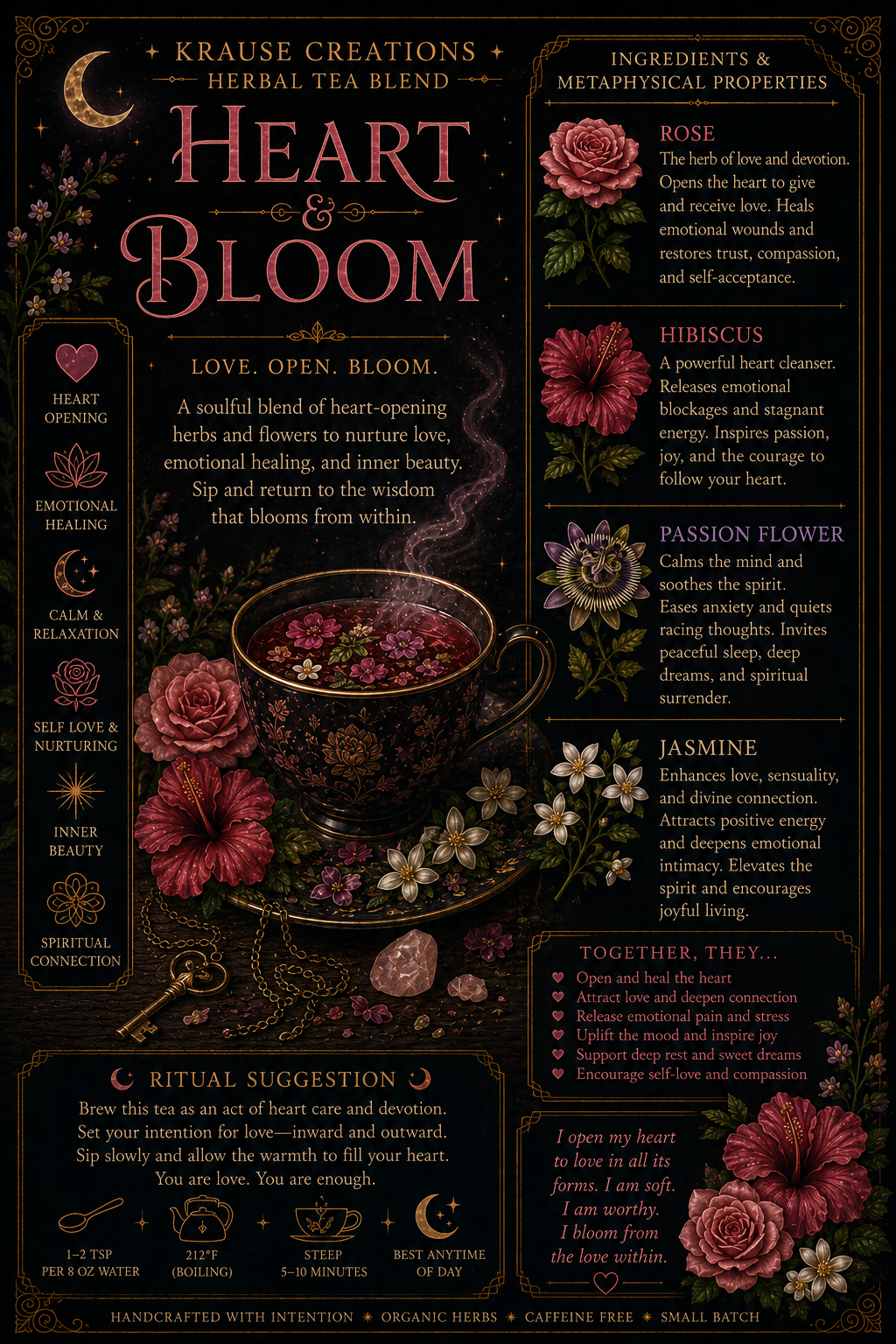 Herbal Tea Blend - Heart and Bloom Blend- Loose Leaf Tea| 1oz